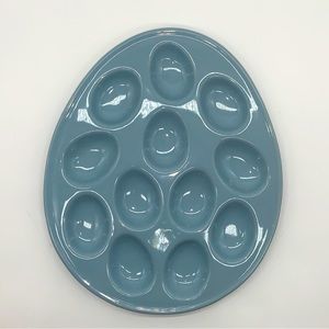 Blue/Gray Egg Platter 12 Deviled Eggs Ceramic Easter